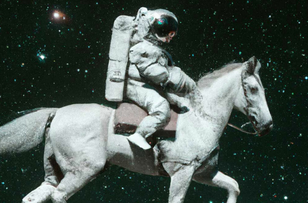 Bildgenerierung zum Prompt „An astronaut riding a horse in photo­realistic style“